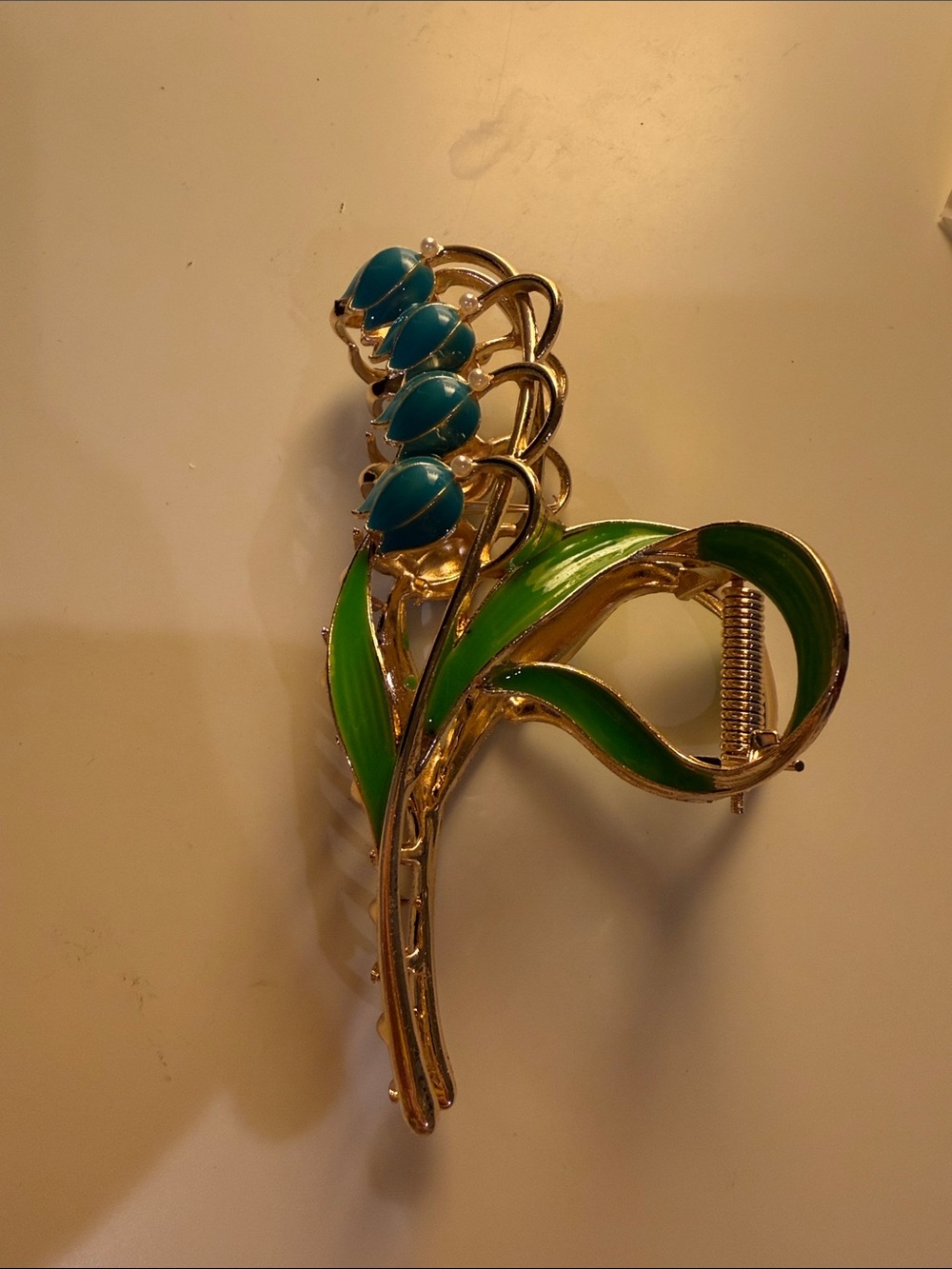 Gold-Tone Floral Lily Valley Flower Hair Claw Clip